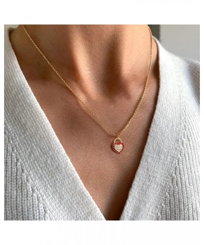 Dainty Heart Necklaces For Women Girls,14K Gold Plated Cubic Zirconia Charm Pendant Heart Necklace for Women Girls Jewelry Gi...