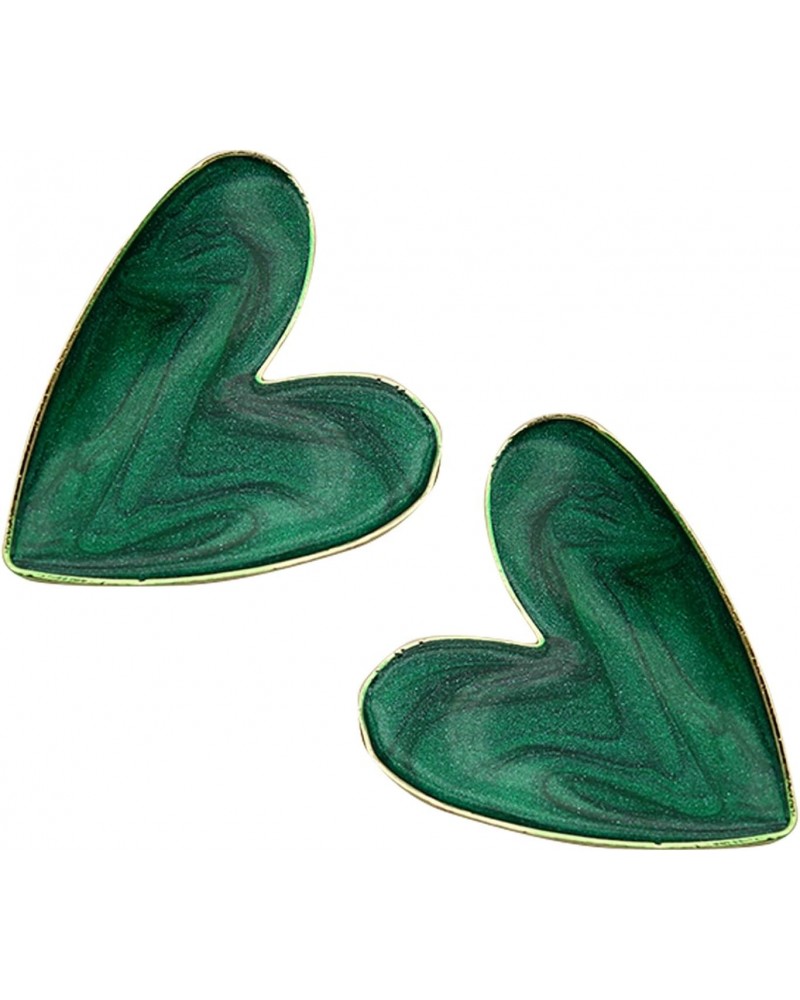 Heart Love Delicate Cute Fashion Stud Earrings Vintage Earrings Green White Love Heart Stud Earrings Suitable for Festive Val...