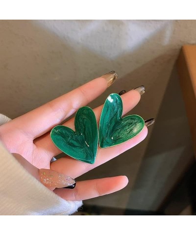 Heart Love Delicate Cute Fashion Stud Earrings Vintage Earrings Green White Love Heart Stud Earrings Suitable for Festive Val...