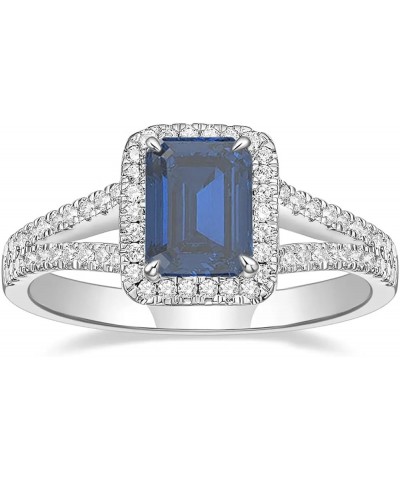 10K 14K 18K Gold Natural Diamond Sapphire Engagement Ring for Women Emerald Cut Blue Sapphire Diamond Rings Sapphire Diamond ...