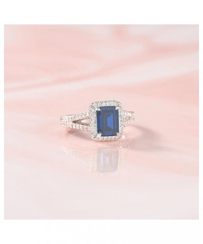 10K 14K 18K Gold Natural Diamond Sapphire Engagement Ring for Women Emerald Cut Blue Sapphire Diamond Rings Sapphire Diamond ...