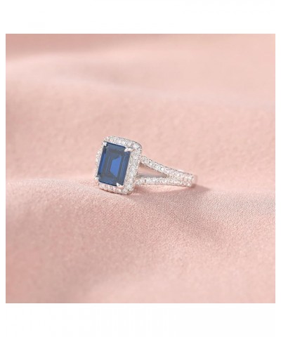 10K 14K 18K Gold Natural Diamond Sapphire Engagement Ring for Women Emerald Cut Blue Sapphire Diamond Rings Sapphire Diamond ...