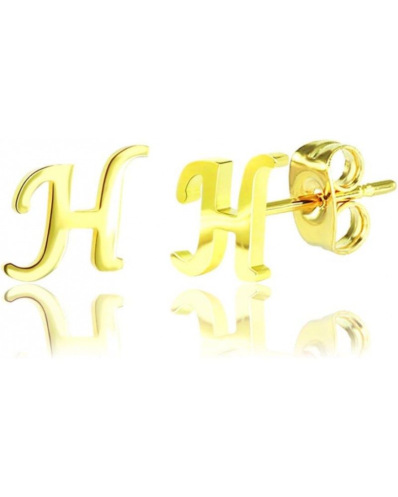 Stainless Steel Tiny Initial Stud Earrings for Girls Women Gold Silver Initial 26 Letters Alphabet Earrings H - Gold $8.24 Ea...