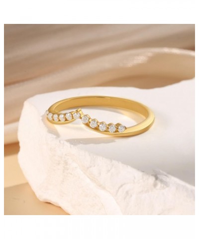 Solid 10K/14K/18K Gold Marquise Shape/V-shaped Curved Chevron Leaf Rings for Women,Moissanite Stackable Rings Wedding Band St...