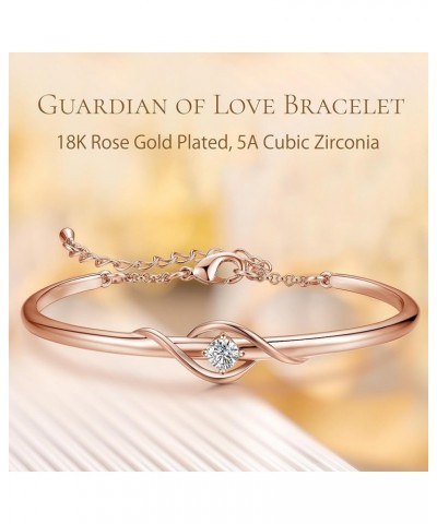 Guardian of Love Bracelet for Women White/Rose Gold Plated Bracelets Silver Tone Jewelry 5A Cubic Zirconia Birthday Gifts for...