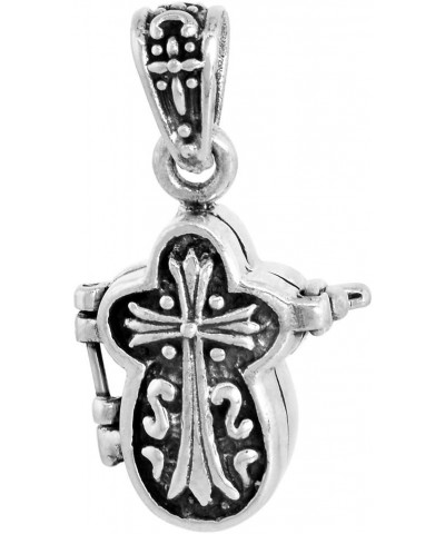 Sterling Silver Prayer Box Necklace Cross Shaped Motif 5/8 inch with 2mm Rolo Chain Pendent-No-Chain $19.77 Necklaces