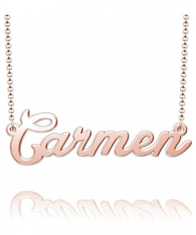 Sterling Silver Pendant Customized Plate Personalized Name Necklace Gift for Women Couple Carmen Rose Gold $10.49 Necklaces