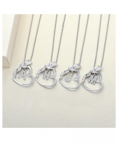 Women's Butterfly Initial Necklace 925 Sterling Silver Love Heart Letter Pendant A-Z Alphabet Necklace Letter-H $35.74 Necklaces