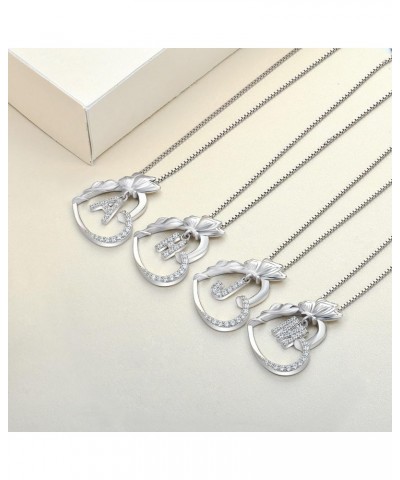 Women's Butterfly Initial Necklace 925 Sterling Silver Love Heart Letter Pendant A-Z Alphabet Necklace Letter-H $35.74 Necklaces