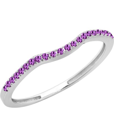 1.10mm Round Amethyst Contour Stackable Wedding Ring Band for Women in 10K Gold 8.5 White Gold $79.00 Rings