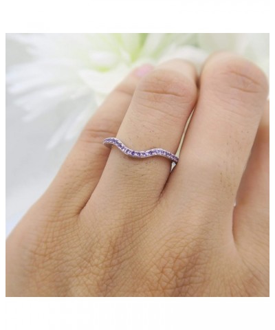 1.10mm Round Amethyst Contour Stackable Wedding Ring Band for Women in 10K Gold 8.5 White Gold $79.00 Rings