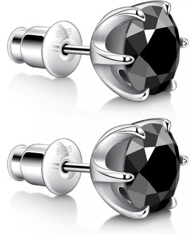 Black Moissanite Stud Earrings for Mens/Women Hypoallergenic Earrings 925 Sterling Silver Lab Created Diamond Round/Cushion H...