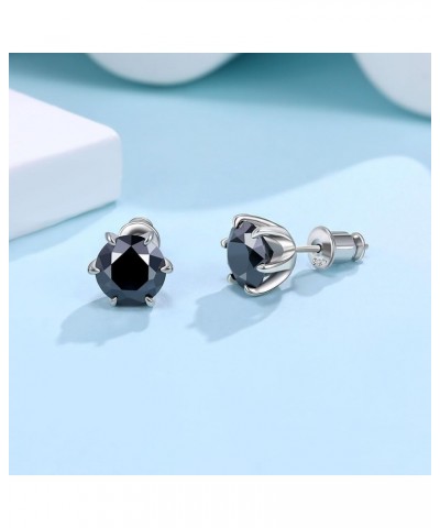 Black Moissanite Stud Earrings for Mens/Women Hypoallergenic Earrings 925 Sterling Silver Lab Created Diamond Round/Cushion H...