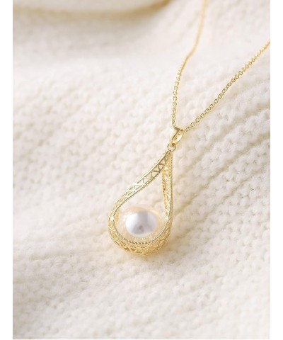 14MM Big Pearl Pendant Necklaces for Women Glod Plated Costume Jewelry Black-14K Gold $12.73 Necklaces