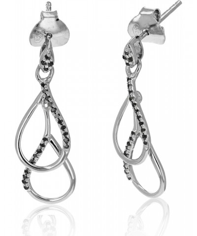 1/6 cttw Black Diamond Dangle Earrings .925 Sterling Silver Prong Set 3/4 Inch $40.50 Earrings