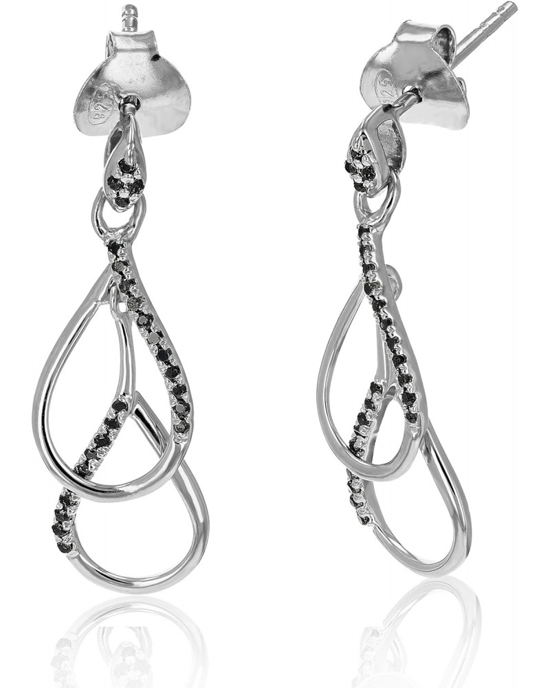 1/6 cttw Black Diamond Dangle Earrings .925 Sterling Silver Prong Set 3/4 Inch $40.50 Earrings