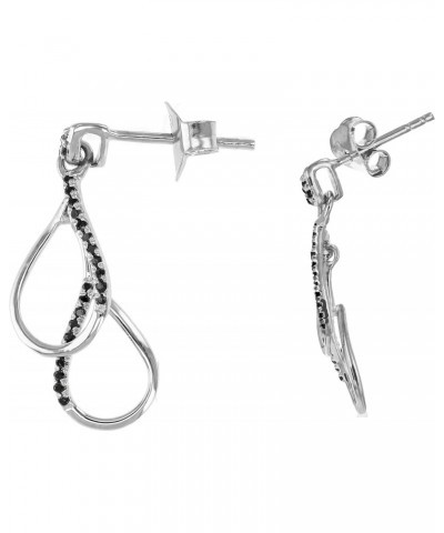 1/6 cttw Black Diamond Dangle Earrings .925 Sterling Silver Prong Set 3/4 Inch $40.50 Earrings