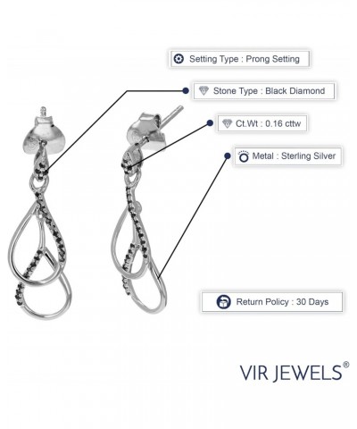 1/6 cttw Black Diamond Dangle Earrings .925 Sterling Silver Prong Set 3/4 Inch $40.50 Earrings