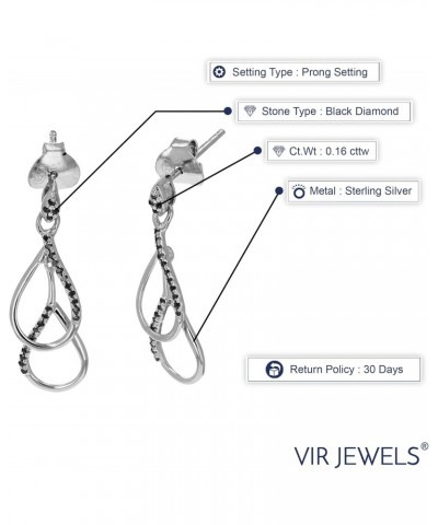 1/6 cttw Black Diamond Dangle Earrings .925 Sterling Silver Prong Set 3/4 Inch $40.50 Earrings