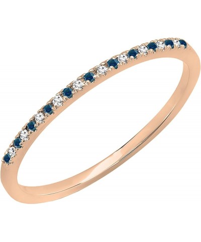 0.08 Carat (ctw) Alternate Round Blue & White Diamond Dainty Stackable Wedding Band for Her in 10K Gold 7.5 Rose Gold $79.25 ...