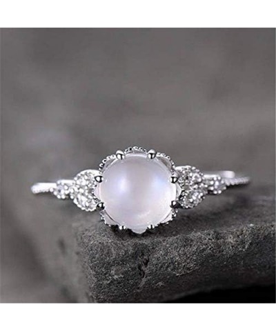 925 Sterling Silver Moonstone Ring Fire Opal Diamond Ring Transparent Elegant Moonstone Luxury Engagement Cocktail Party Wedd...