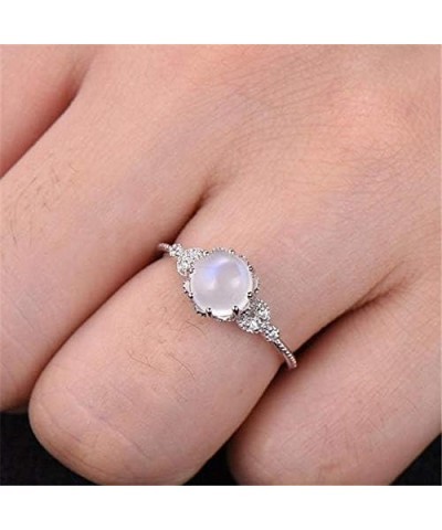 925 Sterling Silver Moonstone Ring Fire Opal Diamond Ring Transparent Elegant Moonstone Luxury Engagement Cocktail Party Wedd...