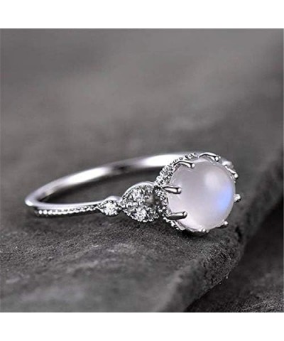 925 Sterling Silver Moonstone Ring Fire Opal Diamond Ring Transparent Elegant Moonstone Luxury Engagement Cocktail Party Wedd...