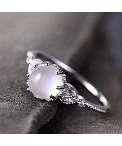 925 Sterling Silver Moonstone Ring Fire Opal Diamond Ring Transparent Elegant Moonstone Luxury Engagement Cocktail Party Wedd...