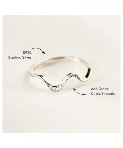 Story Jewellery Wave Ring for Women, Silver Ocean Wave Ring for Girls, Birthday Christmas Valentines Jewelry Gifts Rings for ...