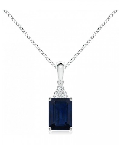 Natural Blue Sapphire Emerald Cut Pendant Necklace in Sterling Silver for Women, Girls with 18" Chain | September Birthstone ...