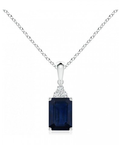 Natural Blue Sapphire Emerald Cut Pendant Necklace in Sterling Silver for Women, Girls with 18" Chain | September Birthstone ...