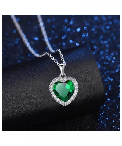 Classic Heart Pendant Gemstone Necklace | Crystal Cubic Zirconia Birthstone Ruby Emerald Sapphire Necklace| 18K Platinum Gold...