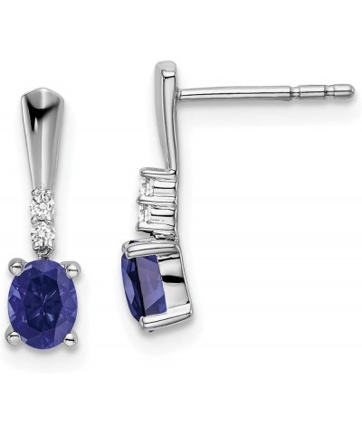 14k Gold Oval Diamond and Birthstone Gemstone Dangle Earrings (Length 14 mm Width 4 mm) white-gold created-sapphire $74.91 Ea...