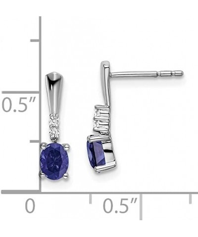 14k Gold Oval Diamond and Birthstone Gemstone Dangle Earrings (Length 14 mm Width 4 mm) white-gold created-sapphire $74.91 Ea...