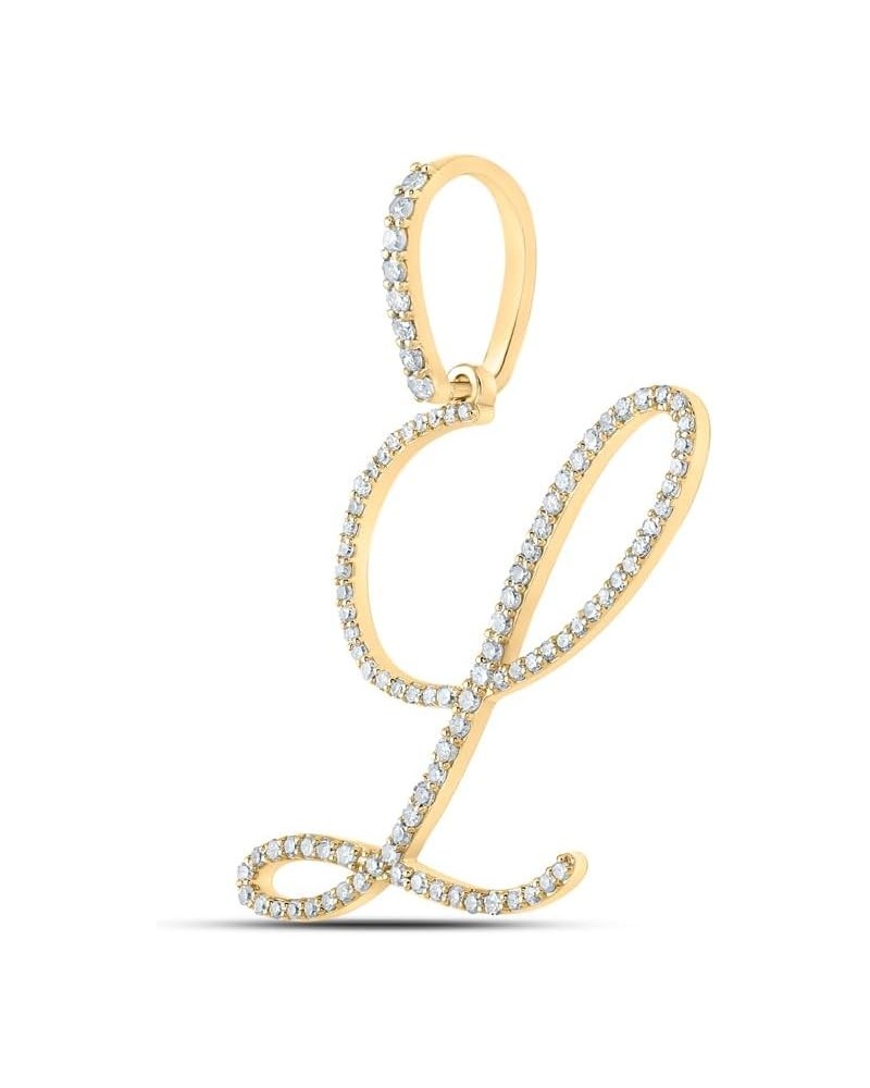 10kt Yellow Gold Womens Round Diamond L Initial Letter Pendant 1/2 Cttw $145.92 Pendants