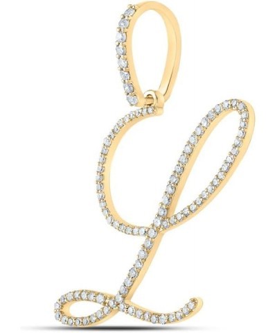 10kt Yellow Gold Womens Round Diamond L Initial Letter Pendant 1/2 Cttw $145.92 Pendants