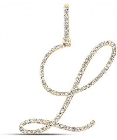 10kt Yellow Gold Womens Round Diamond L Initial Letter Pendant 1/2 Cttw $145.92 Pendants