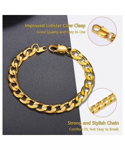 Mens Cuban Link Bracelet, Black/18K Gold 316L Stainless Steel Cuban Chain Bracelet Hip Hop Jewelry, W: 6mm/9mm/13mm, L: 7.5"/...