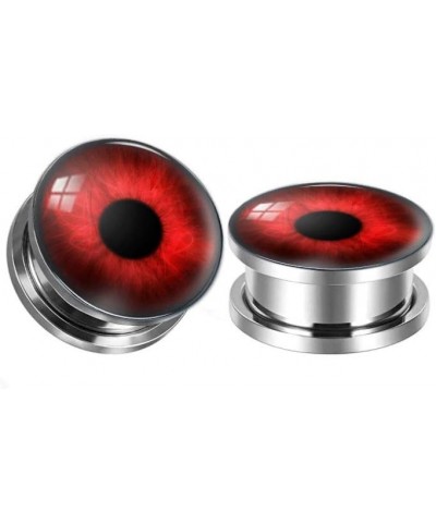 4pcs/set Stainless Steel Red & Green Eyes ear gauges Ear Plugs Flesh Tunnels Stretchers earExpander Body Piercing Jewelry Gau...