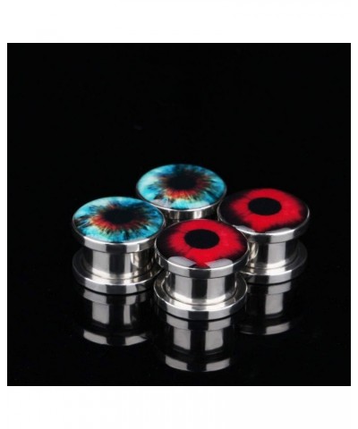 4pcs/set Stainless Steel Red & Green Eyes ear gauges Ear Plugs Flesh Tunnels Stretchers earExpander Body Piercing Jewelry Gau...