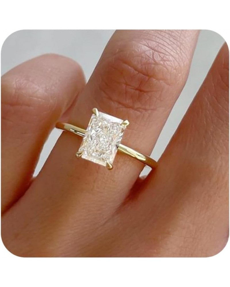 Gold Diamond Rings for Women Dainty Gold Engagement Rings | Round | Oval | Peal | Rectangle Cut Solitaire Cubic Zirconia CZ W...