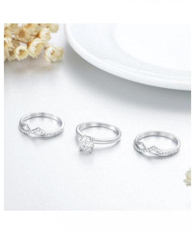 1.42 Carat 3PC Wedding Ring Set for Women 925 Sterling Silver Moissanite Engagement Ring Set for Her 9.5 $71.75 Sets