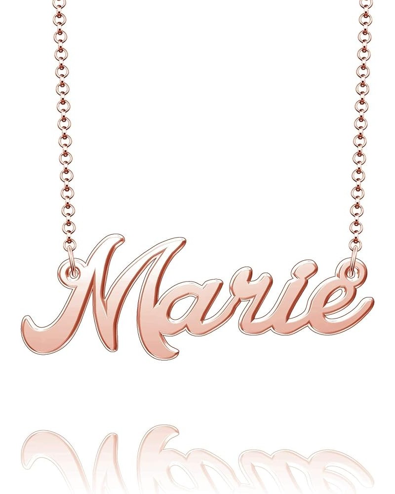 Sterling Silver Pendant Customized Plate Personalized Name Necklace Gift for Women Couple Marie Rose Gold $10.49 Necklaces