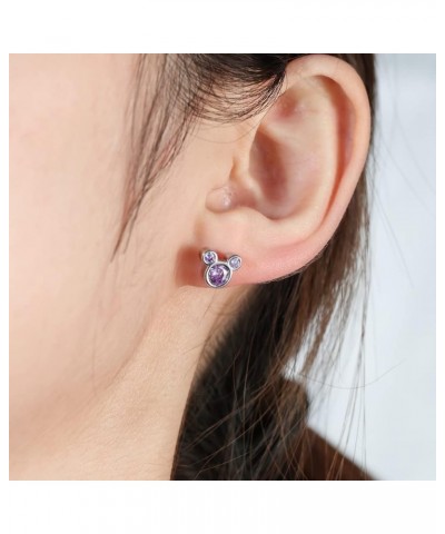 Hypoallergenic Mouse Stud Hoop Earrings S925 Sterling Silver Earrings for Women Post Multcolors Cubic Zirconia Trendy Lightwe...