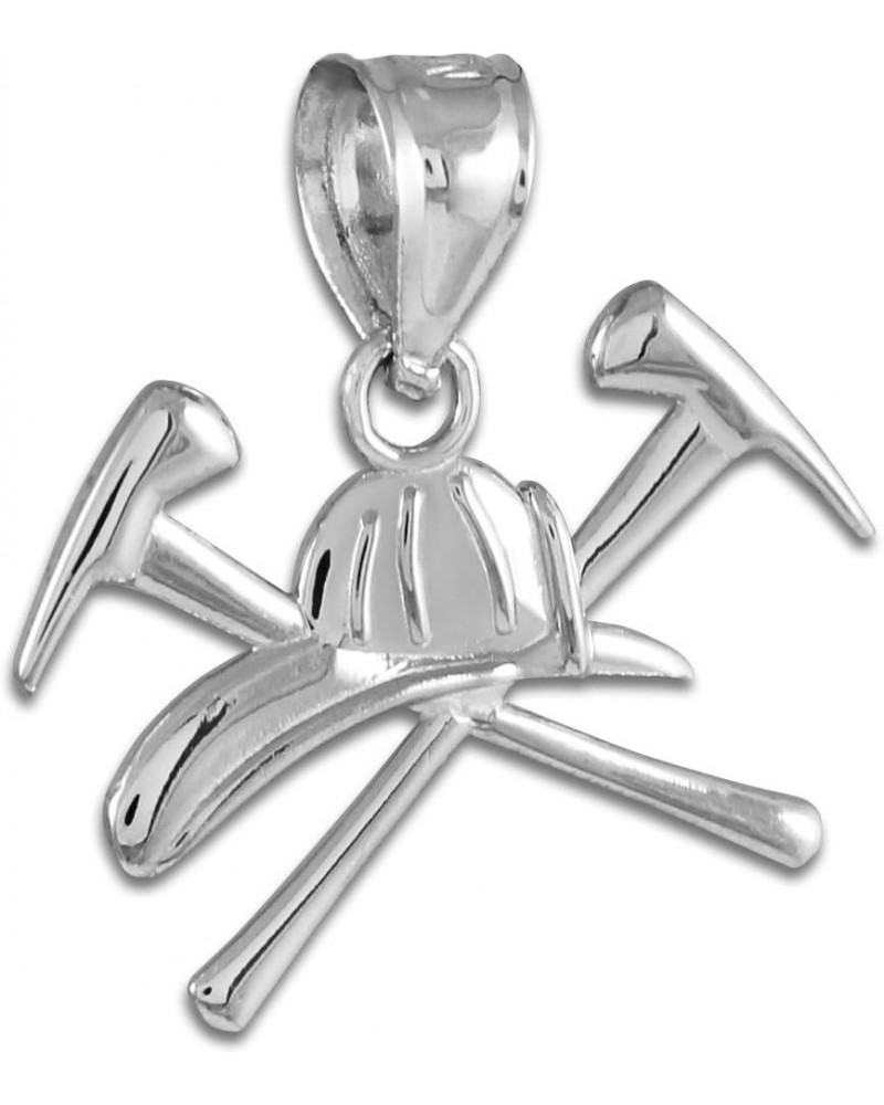 Fine .925 Sterling Silver Firefighter Axes & Helmet Charm Fire Department Pendant $11.65 Pendants