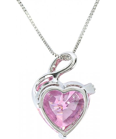 CHERUBIC Love Heart Pendant Necklace Shining Zircon Birthstone Jewelry Gifts For Women Girls 18''+2'' Pink $10.25 Necklaces