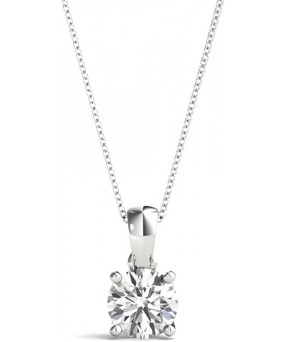 Solitaire Diamond Necklace with Lab-grown Diamond Set in 14K Gold, Color E-F Clarity VS1-VS2 1 CTTW Bail Pendant White Gold $...