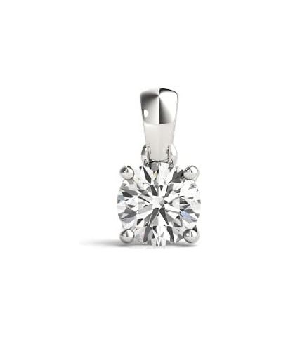 Solitaire Diamond Necklace with Lab-grown Diamond Set in 14K Gold, Color E-F Clarity VS1-VS2 1 CTTW Bail Pendant White Gold $...