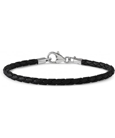 Reflections Sterling Silver Black Leather Lobster Clasp Bead Bracelet 7.75 Inch $18.19 Bracelets