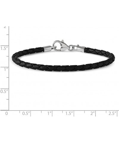 Reflections Sterling Silver Black Leather Lobster Clasp Bead Bracelet 7.75 Inch $18.19 Bracelets